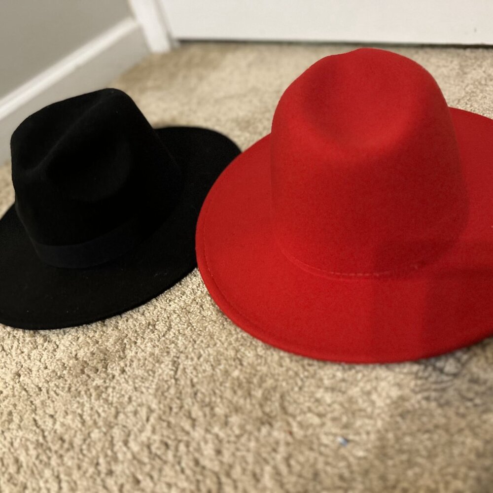 2 Pack Mens Womens Fedora Hat Classic Wide Brim